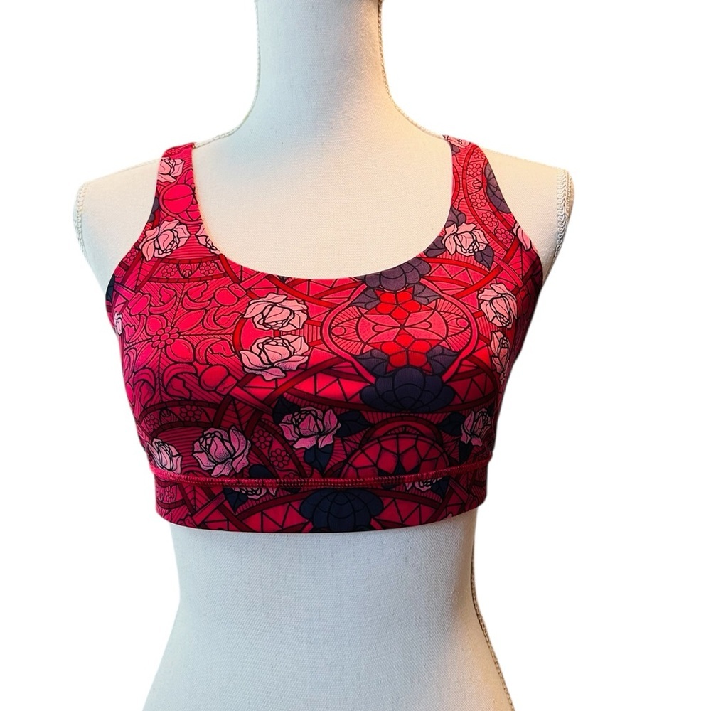 lululemon athletica Pink & Red Floral Print Sports Bra Size 8